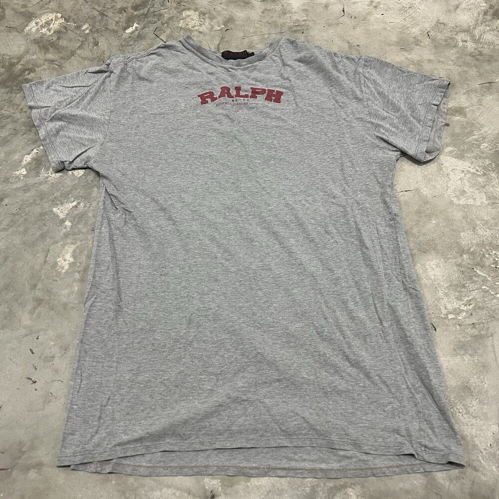 Vintage 90s Polo Sport T-Shirt Size Medium Ralph Lauren Spell Out Logo Gray Tee